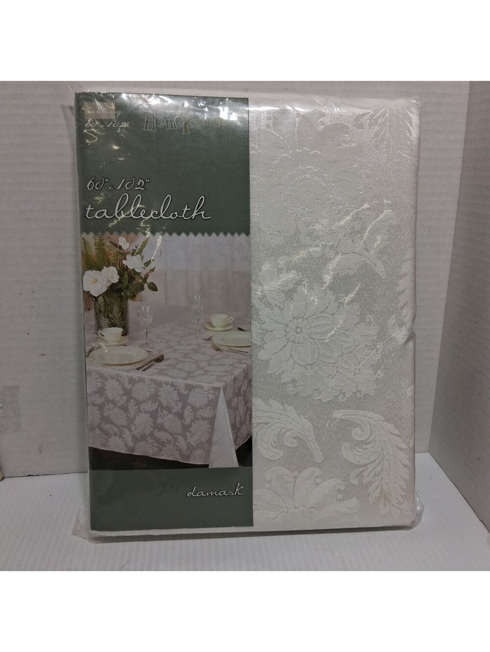 VTG Home Trend Damask Tablecloth 60”x102” Oblong 52% Cotton/48% Polyester White